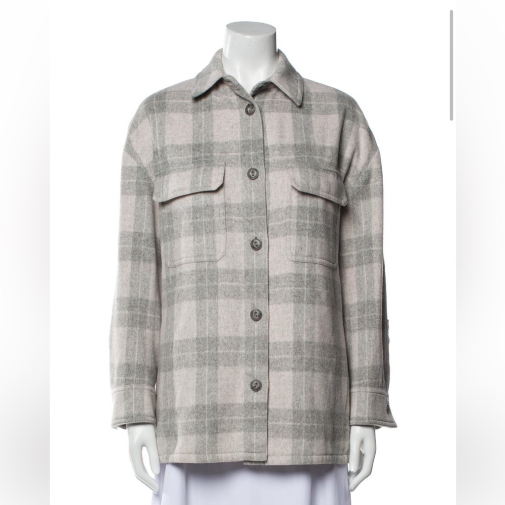 Vince Women's Light Gray Plaid Jacket